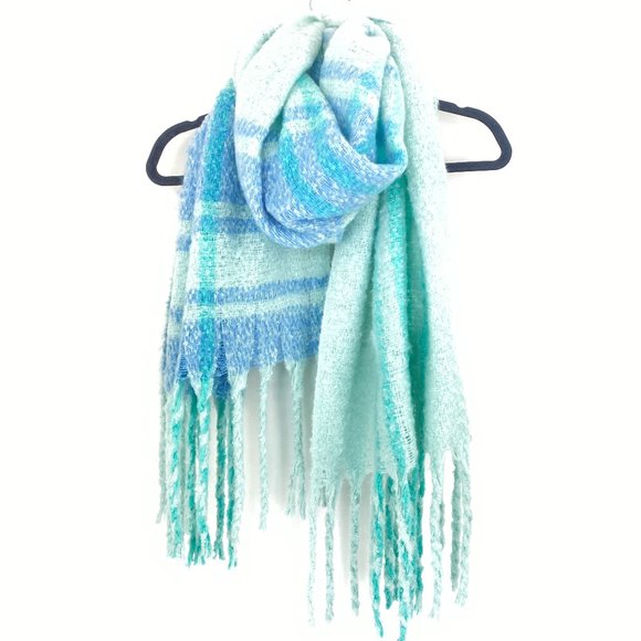 Free People Accessories - Free People Gemini Plaid Sky Blue Blanket Scarf